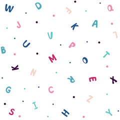 pattern with hand drawn letters and dots