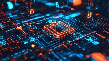 Obraz premium Cybersecurity and data protection in network systems and information security are exemplified by digital connections and padlocks