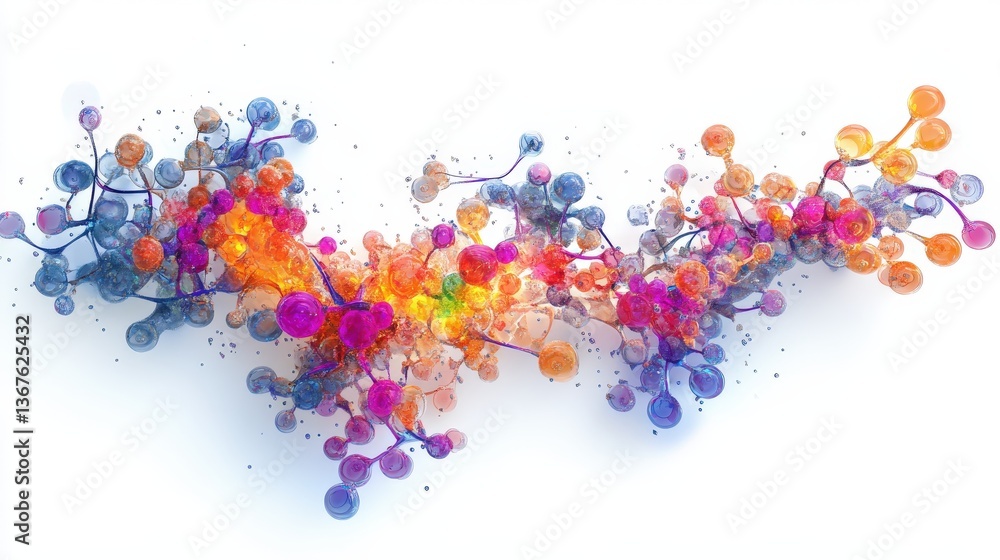 Poster a colorful abstract depiction of interconnected molecular structures