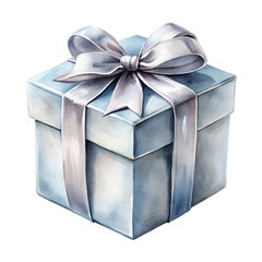 Silver gift box in watercolor style