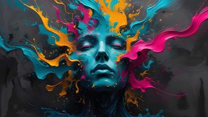 abstract colorful background with human face