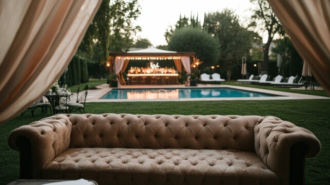 A high-end club providing exclusive cocktail-making classes next to the swimming pool