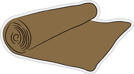 Brown Rolled Camping Mat for Outdoor Adventure and Comfort Vector Illustration