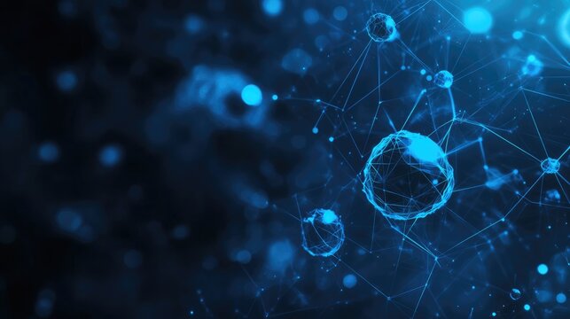 Abstract Blue Sphere Network -  Interconnected