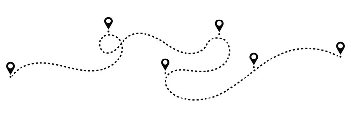 Dotted path with points. isolated on white background. Vector illustration. EPS 10 .