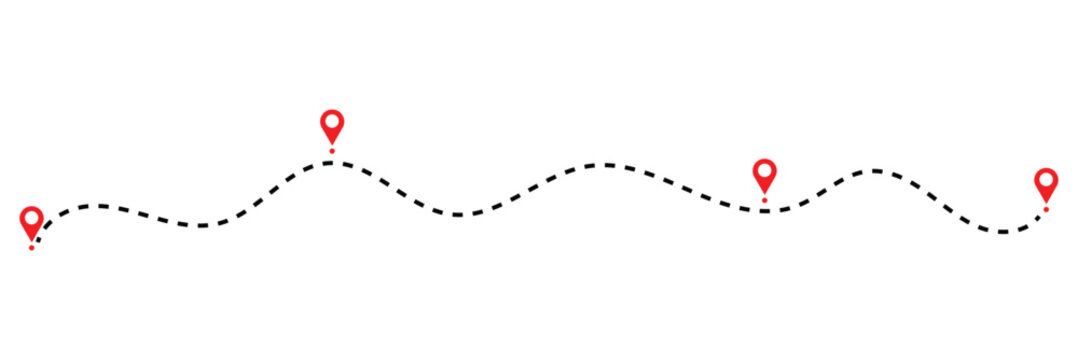 Dotted path with points. isolated on white background. Vector illustration.&nbsp;EPS 10 .