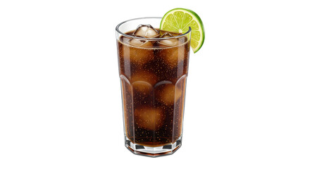 Isolated Cola with Lime and Ice