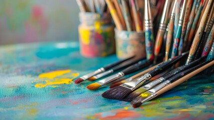 Obraz premium Vibrant workspace for creative prop painting