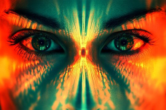 Hallucination - due to atropine: abstract image of health condition. Perception problem. Surreal concept. Phantom sounds. Seeing things. Metaphorical atropine perceptions of a mental illusi.