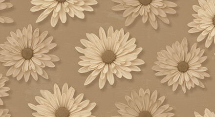Obraz premium High-Resolution Sepia-Toned Wallpaper with Soft Chrysanthemums Texture for Backgrounds