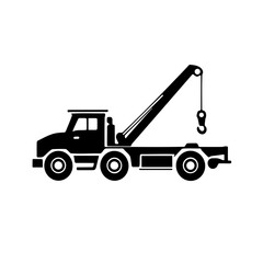 Big tow truck icon silhouette on white background