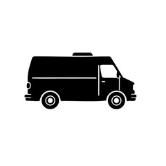 Black color van car icon on white background