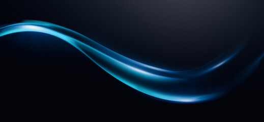 Luminous Blue Curve. A Sleek and Ethereal Streak of Light Flowing Seamlessly Against a Dark Canvas, Blending Motion, Depth, and Elegance