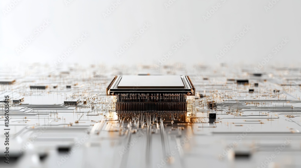 Poster a close up of an electronic circuit processing data