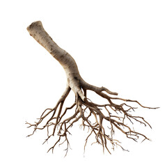 Fototapeta premium Isolated Tree Root Structure with Fine Rootlets on Black Background PNG Transparent
