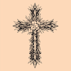 black and white tattoo design of Jesus Christ cross