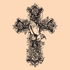 black and white tattoo design of Jesus Christ cross