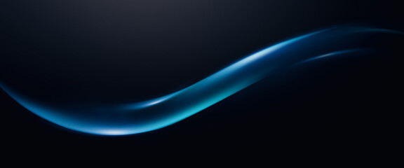 Glowing Serenity in Motion. A Futuristic and Abstract Wave of Deep Blue Energy Flowing Effortlessly Through the Dark, Evoking Calm and Power