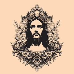 black and white tattoo design of Jesus Christ 