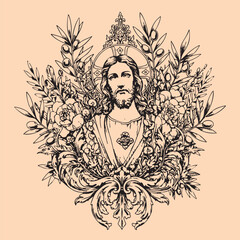black and white tattoo design of Jesus Christ