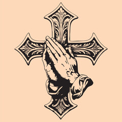 black and white tattoo design of Jesus Christ cross