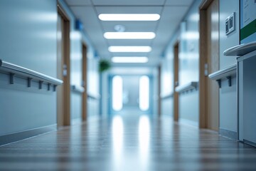 Blurry Background of a Contemporary Health Clinic Corridor
