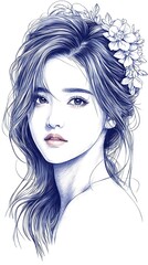 Fototapeta premium Woman Floral Portrait