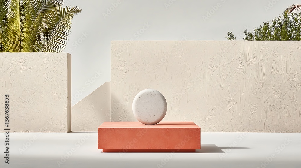 Poster minimalist product display on coral box