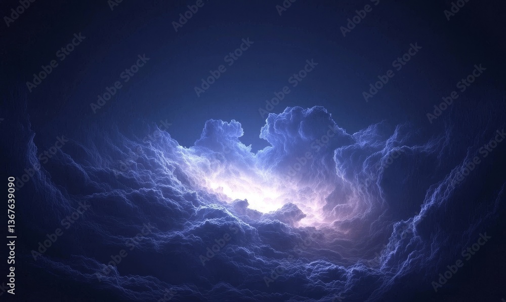 Poster clouds of soft and dreamy texture in shimmering iridescent colors evoke feelings of serenity and cel