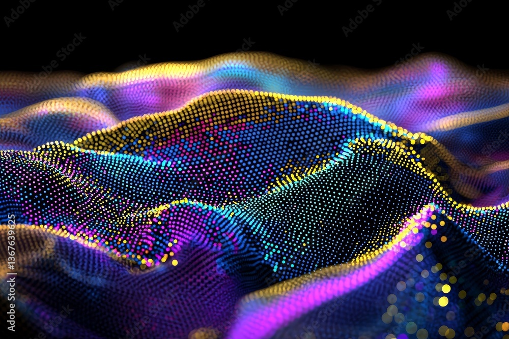 Poster a modern neon abstract backdrop serves as the setting for data waves in virtual cyberspace