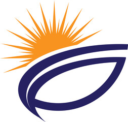 Sun sea wave logo sunset beach coast icon symbol vector, summer Wave sun Logo Sign Design Icon