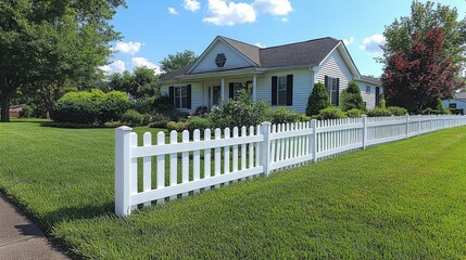 Suburban House with White Picket Fence