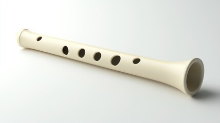 Naklejka premium A white recorder lies diagonally on a white background.