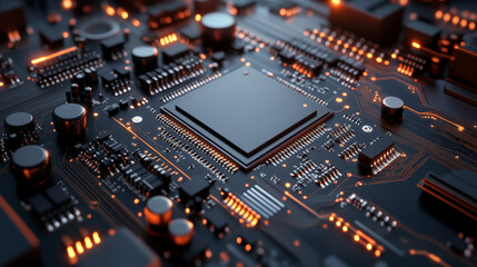 Fototapeta premium Circuit board. Technology background. Central Computer Processors CPU concept. Motherboard digital chip.