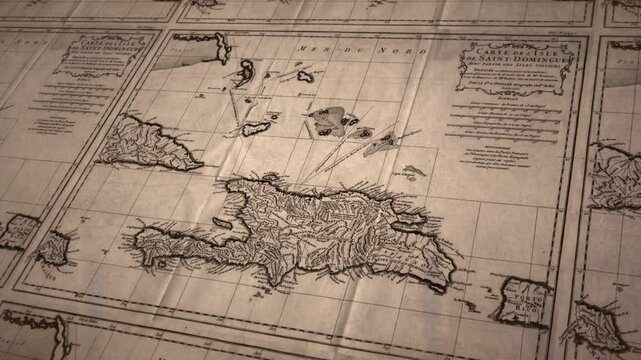 Antique map of Santo Domingo and surrounding Caribbean islands