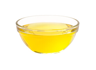 Sunflower seed oil in glass bowl isolated