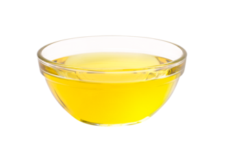 Sunflower seed oil in glass bowl isolated