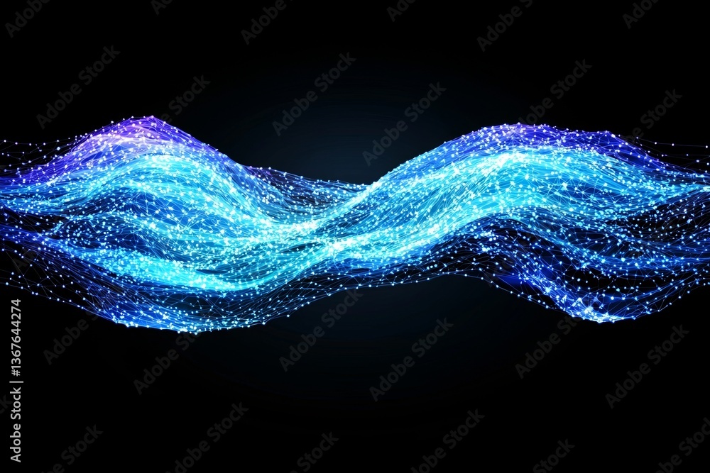 Poster an abstract blue background with shiny lines and text space is depicted in this modern illustration