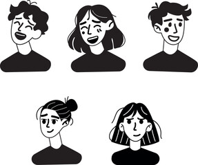 Profile avatar icon set, set of people icons