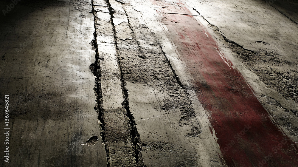 Poster vibrant red and white painted wall displaying artistic textured motifs that enhance the visual appea