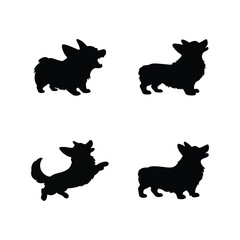 Corgi angry calm funny jumping silhouette vector art style illustration black on white background