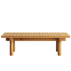 Minimalist Japanese bamboo bench, natural light wood finish, clean simple lines, sturdy construction, isolated against a plain white background