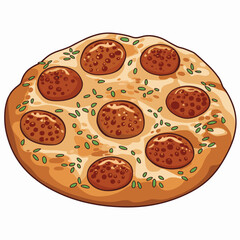 Cartoon Focaccia Bread with Tomato and Basil Toppings