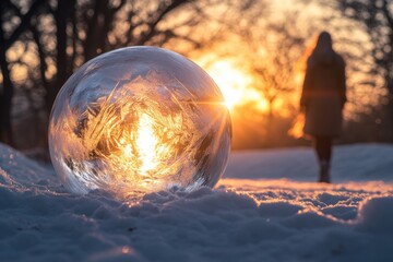 Crystal ball sunset winter walk