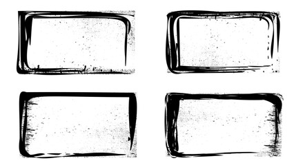 Grunge textured banner with rough edges. Frame Speckled texture. Black vector rectangles and squares. Airbrushing paint banners, splatter ink shapes. Places for text or pictures.Set of grunge frames.