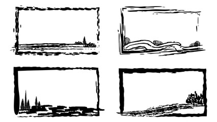 Grunge graffiti stencil frames. Grunge textured banner with rough edges. Frame Speckled texture.  Banner with scratched surface for your design.