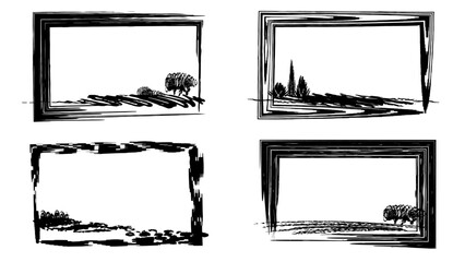 Grunge brush strokes and grunge frames for text.Grunge textured banner with rough edges. Simply place texture over any object to create grunge effect . Banner with scratched surface for your design.