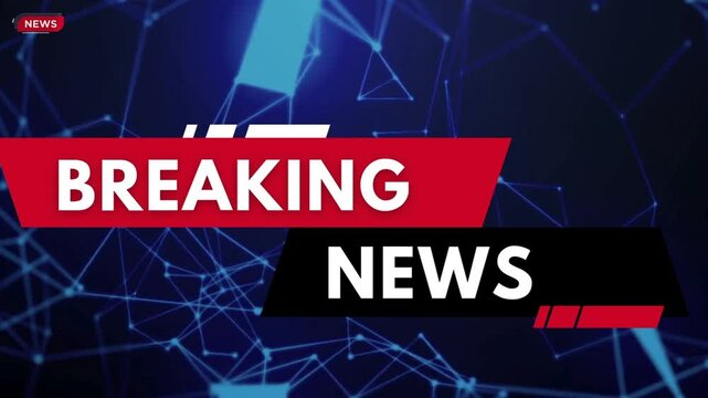 Animated breaking news broadcast text emergency intro alert