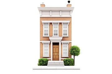 3D Victorian-era townhouse isolated