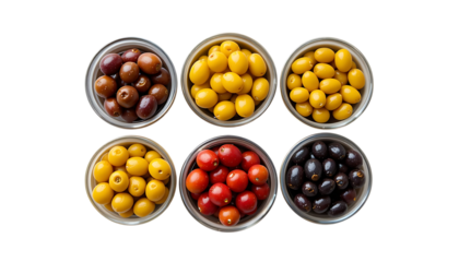 Assorted olives in bowls